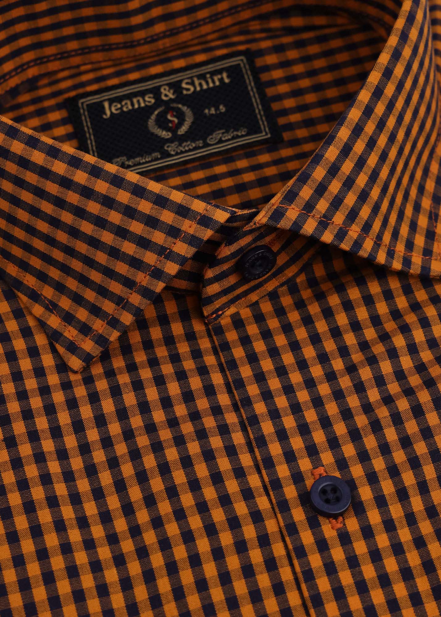Mustard Micro Check Formal Shirt
