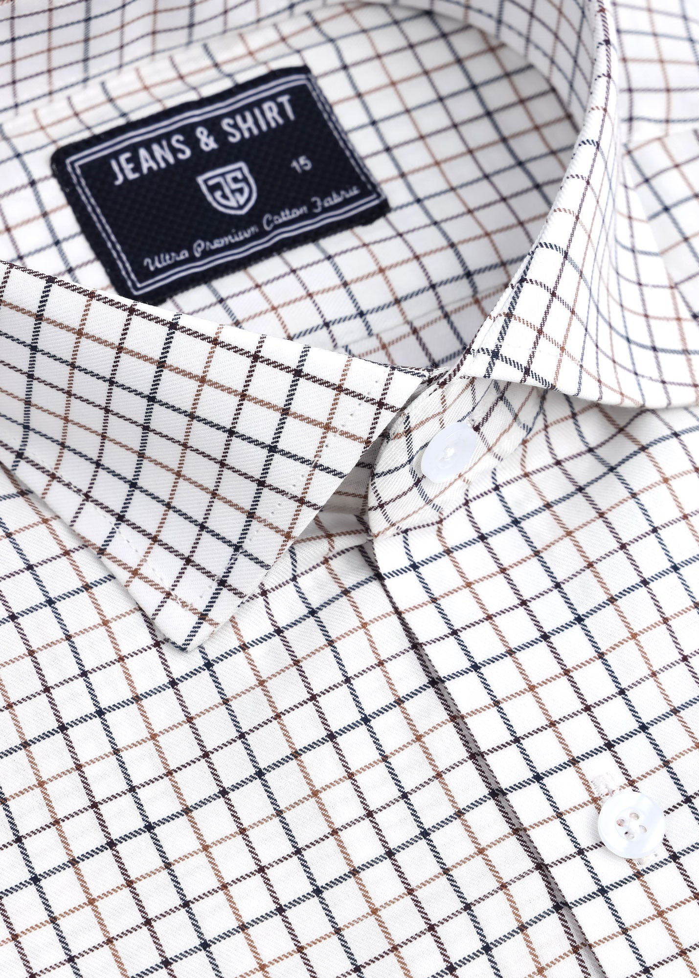 Ivory Grid Check Formal Shirt