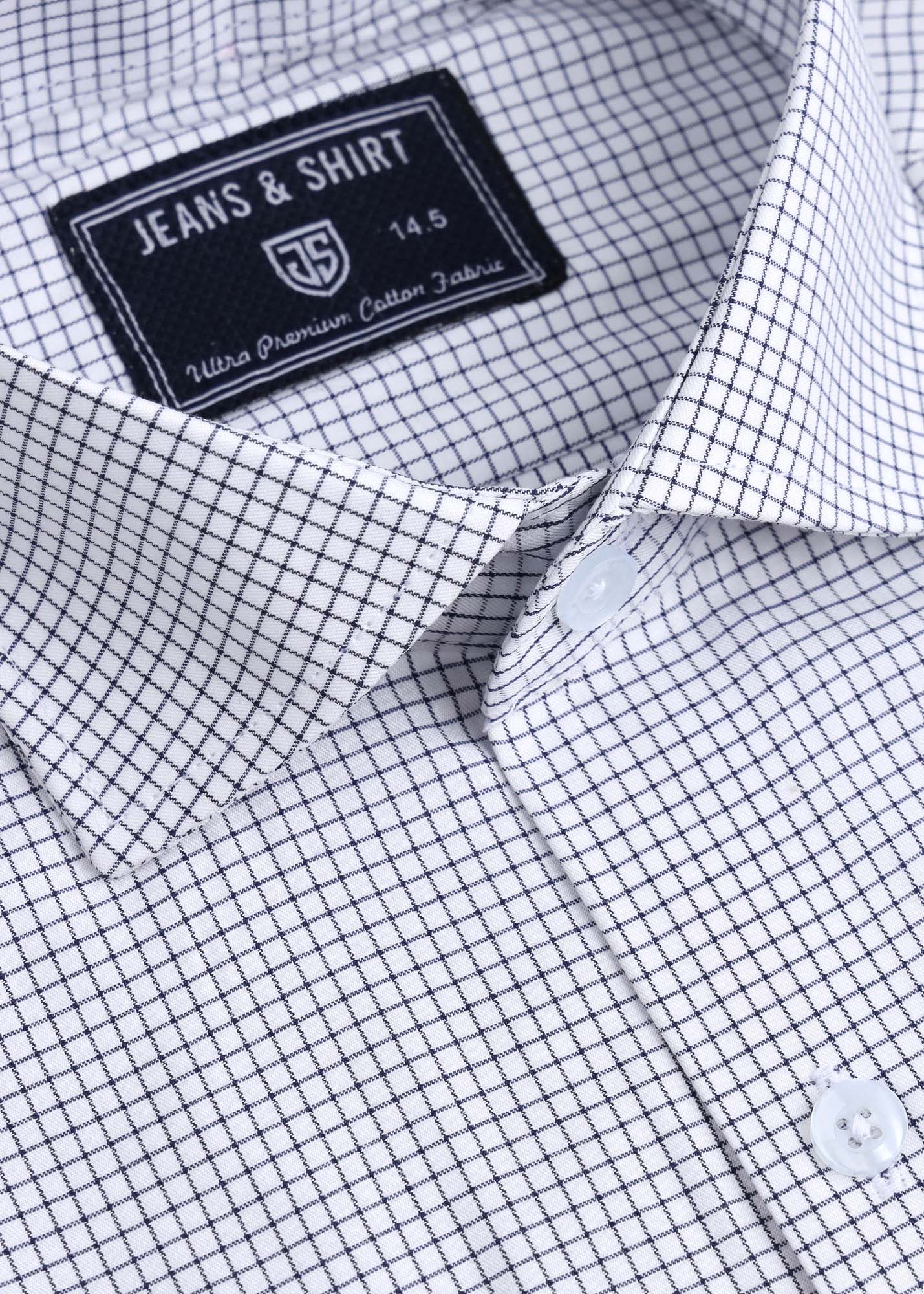 White Graph Checkered Formal Shirt