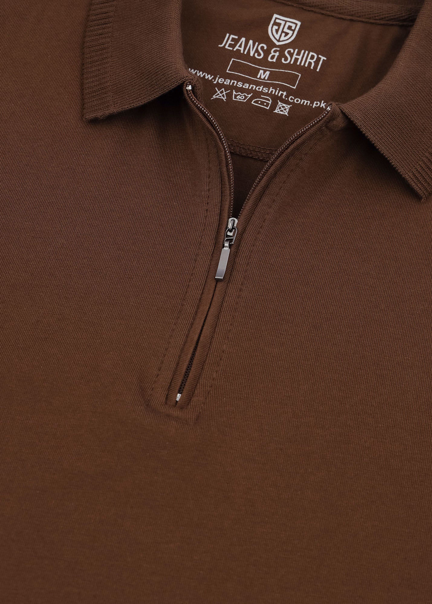 Classic Brown Zip Polo Shirt