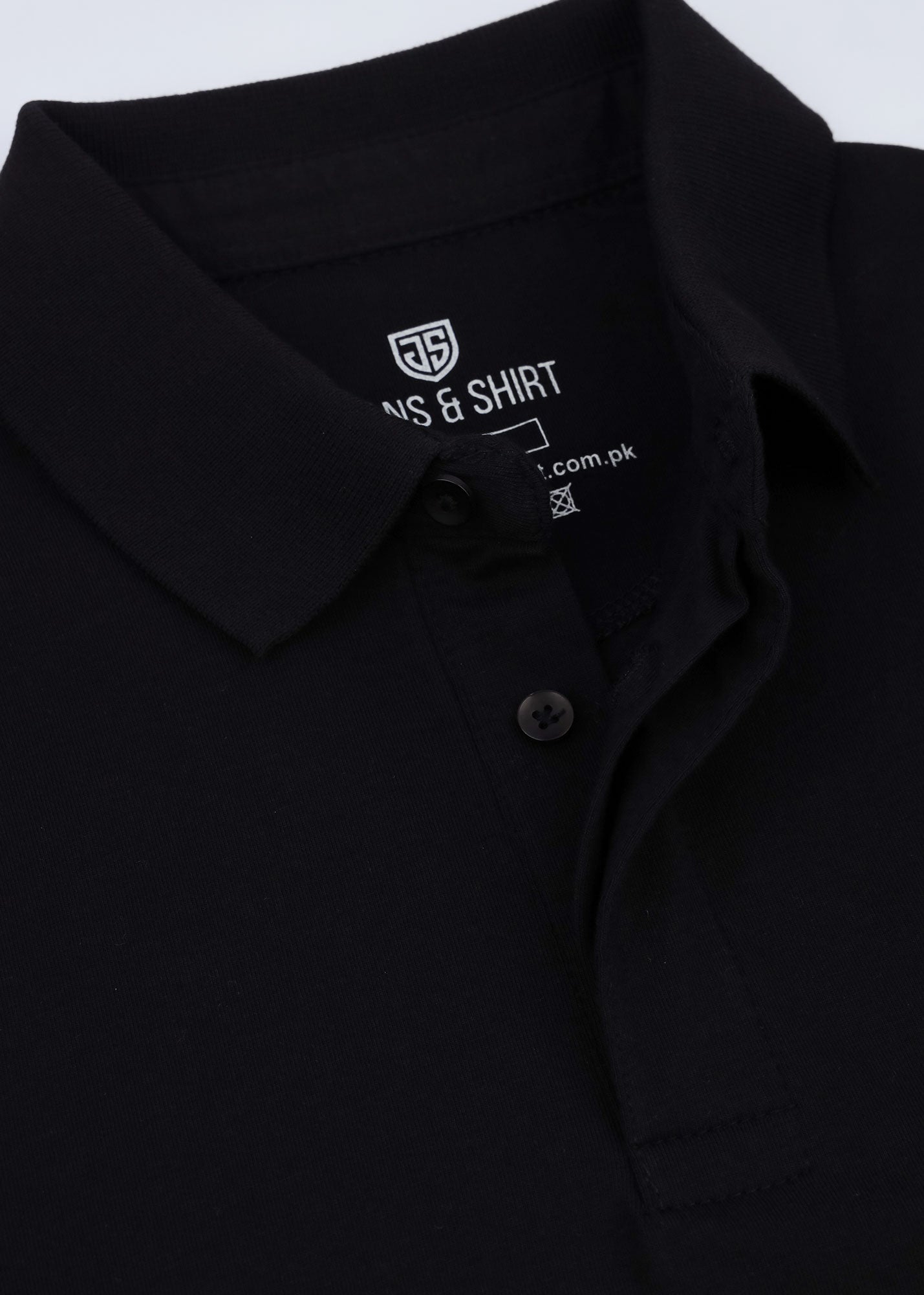 Jet Black Cotton Lycra Polo Shirt