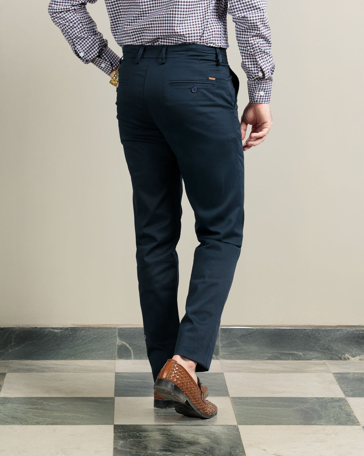 Twlight Navy Tapered Fit Cotton Pants