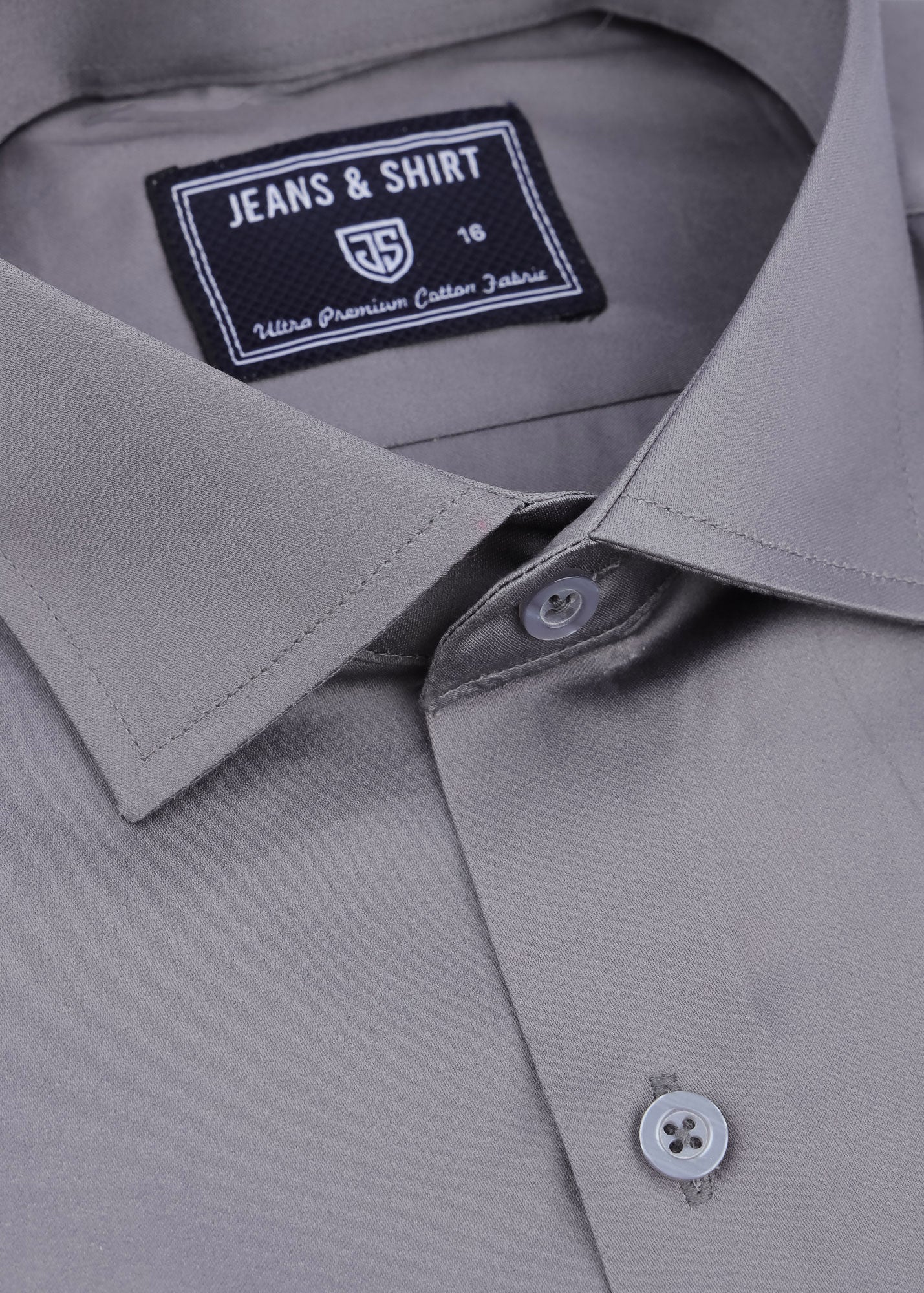 Grey Cotton Satin Formal Shirt