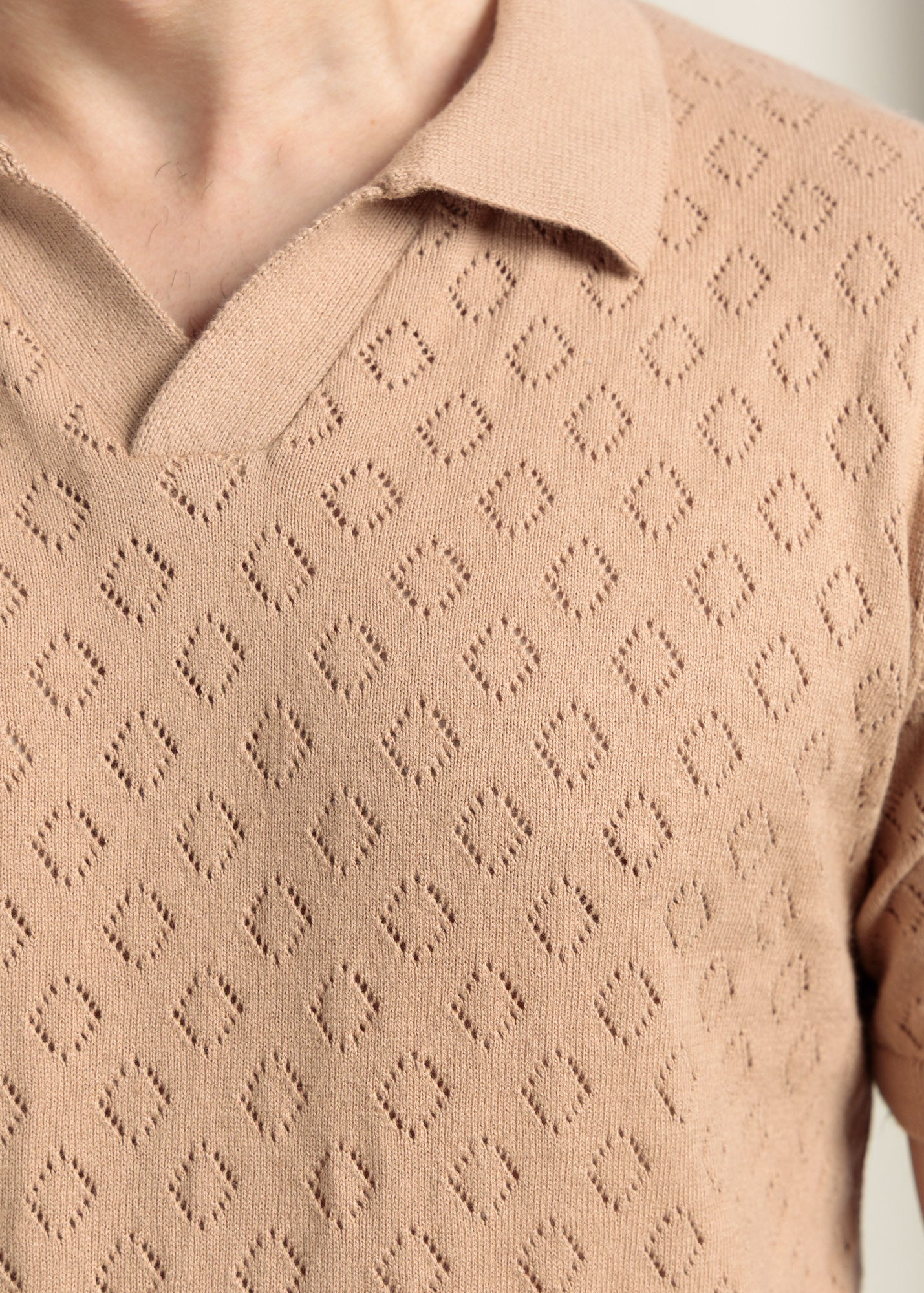 Men's Knit Polo- Honey Beige