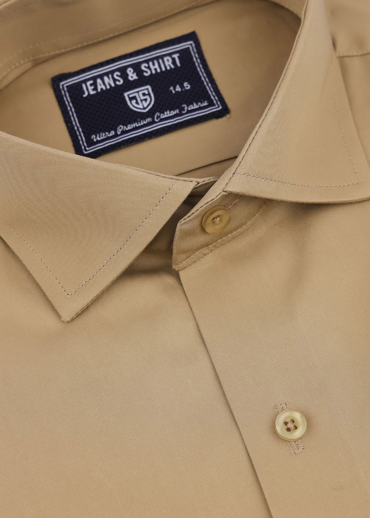 Light Camel Cotton Satin Formal Shirt