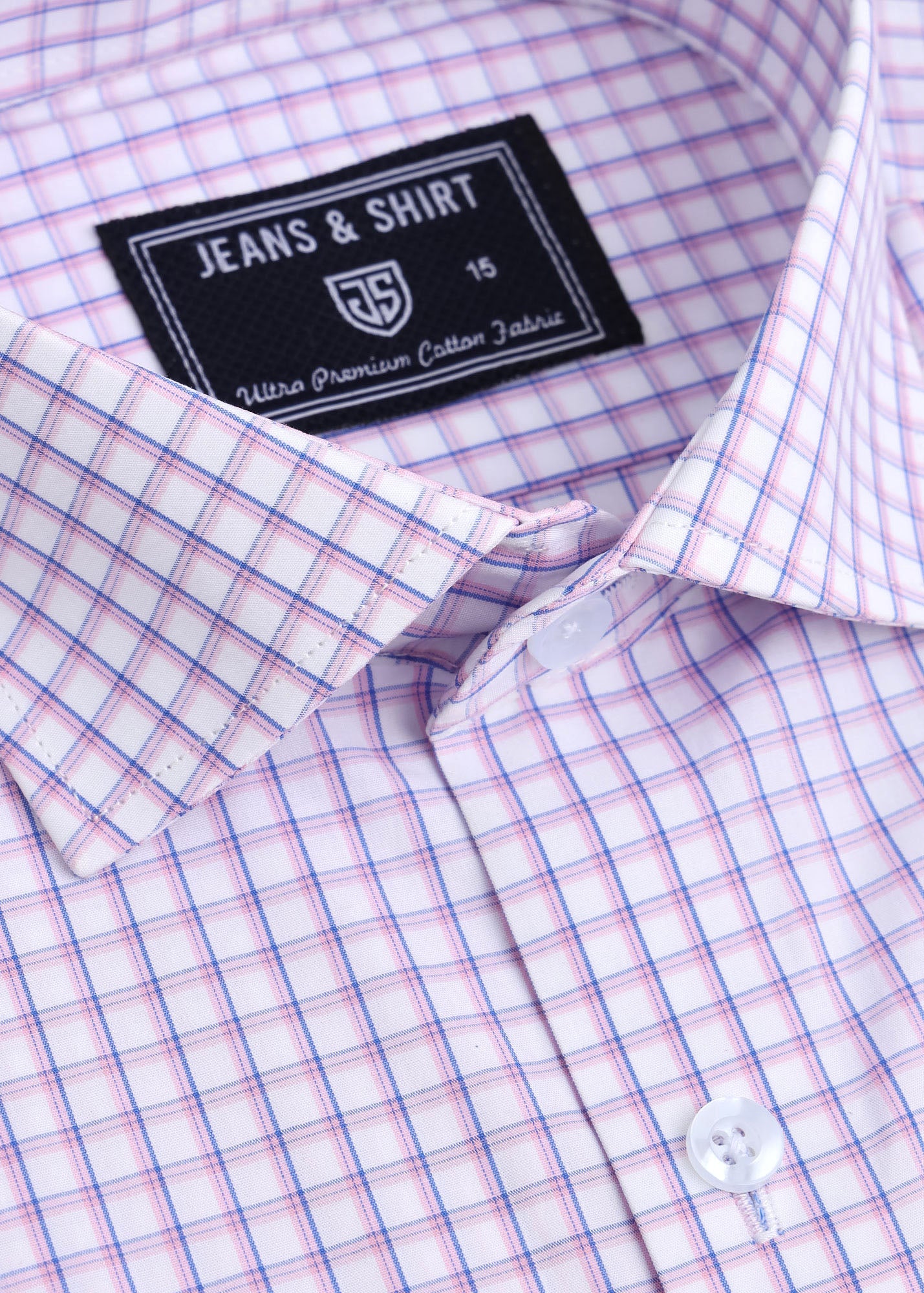 Pink Blue Windowpane Formal Shirt
