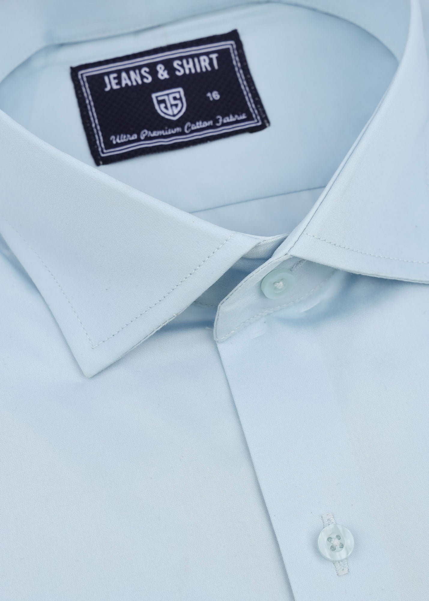 Powder Blue Cotton Satin Formal Shirt