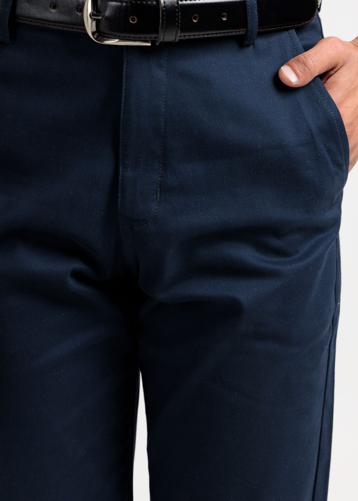 Navy Blue Tapered Fit Cotton Pants