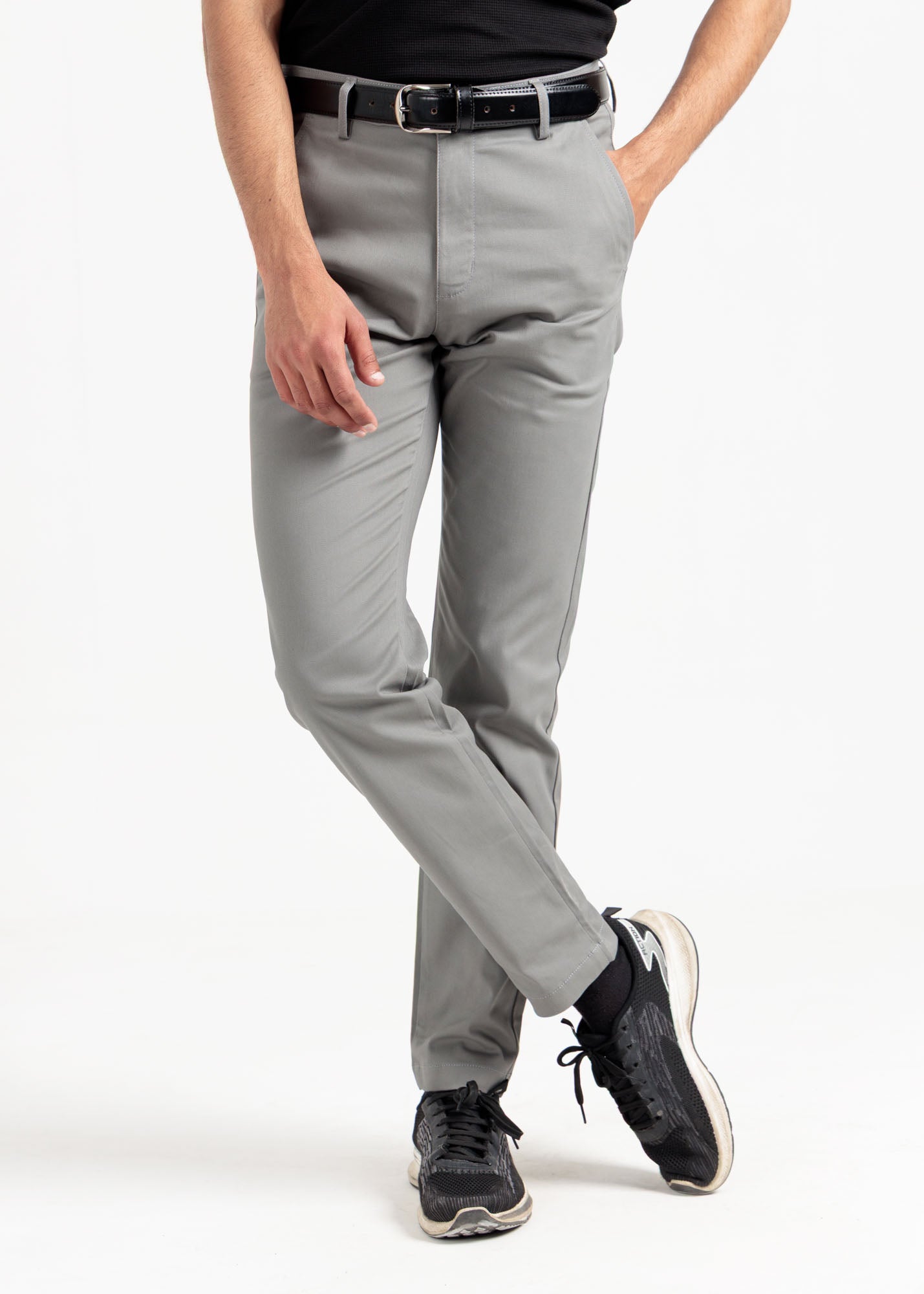 Slate Grey Tapered Fit Cotton Pants