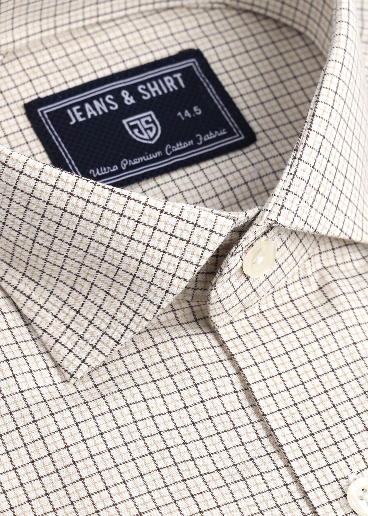 Natural Brown Micro Grid Formal Shirt