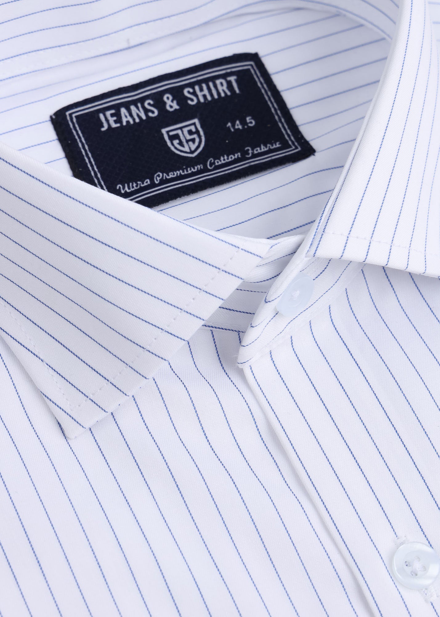 White Blue Pinstripe Formal Shirt
