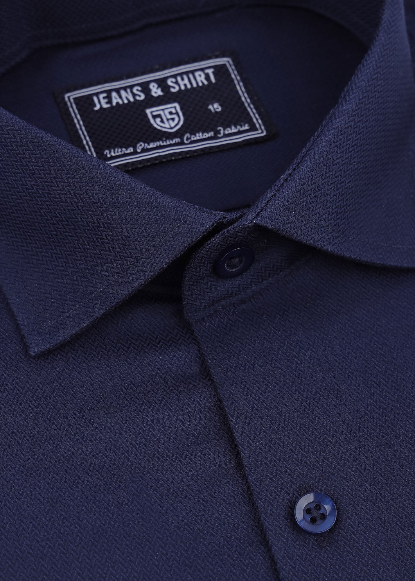 Navy Blue Herringbone Formal Shirt
