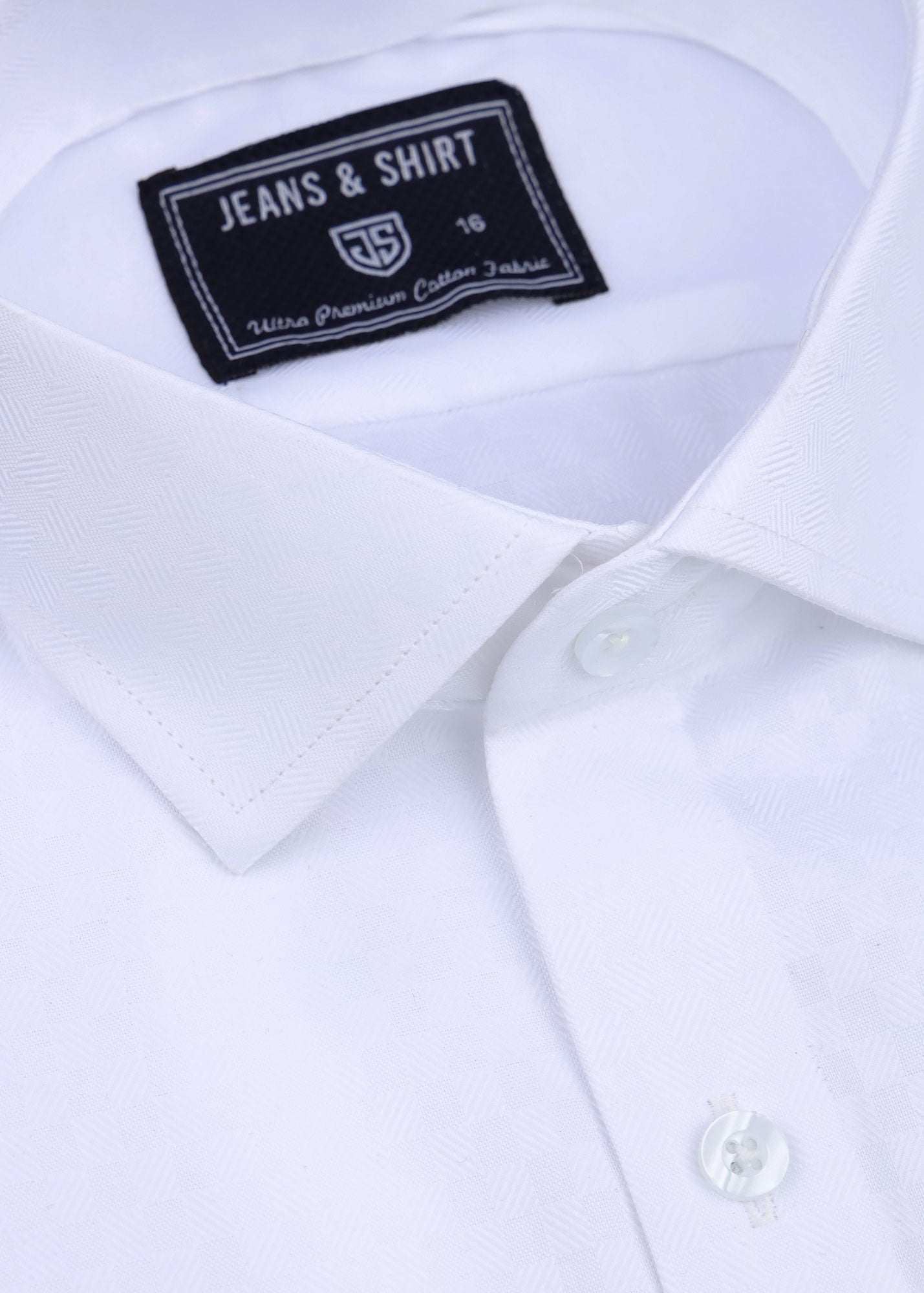 White Geometric Dobby Formal Shirt