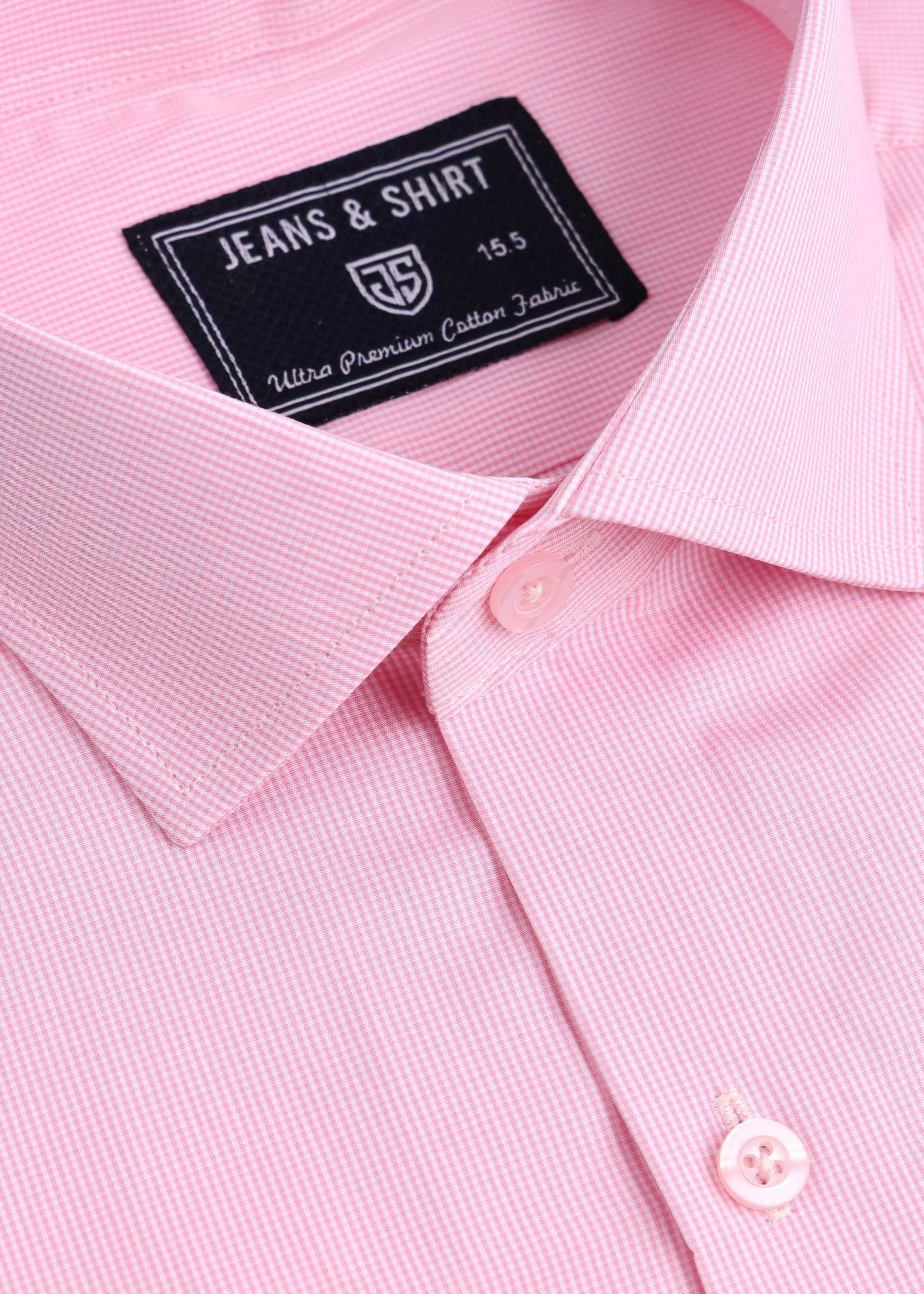 Classic Pink Micro-Check Formal Shirt