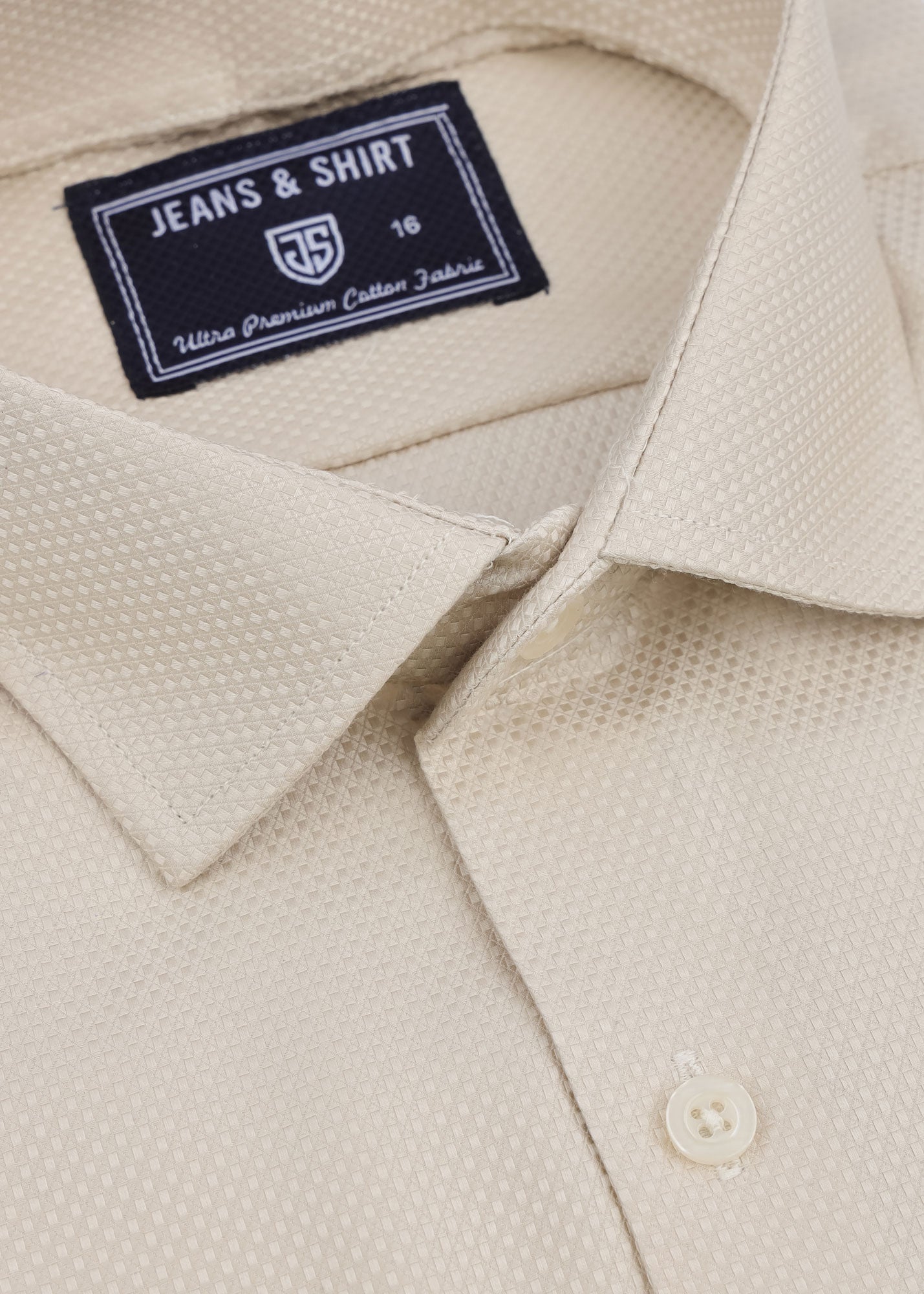 Beige Dobby Texture Formal Shirt