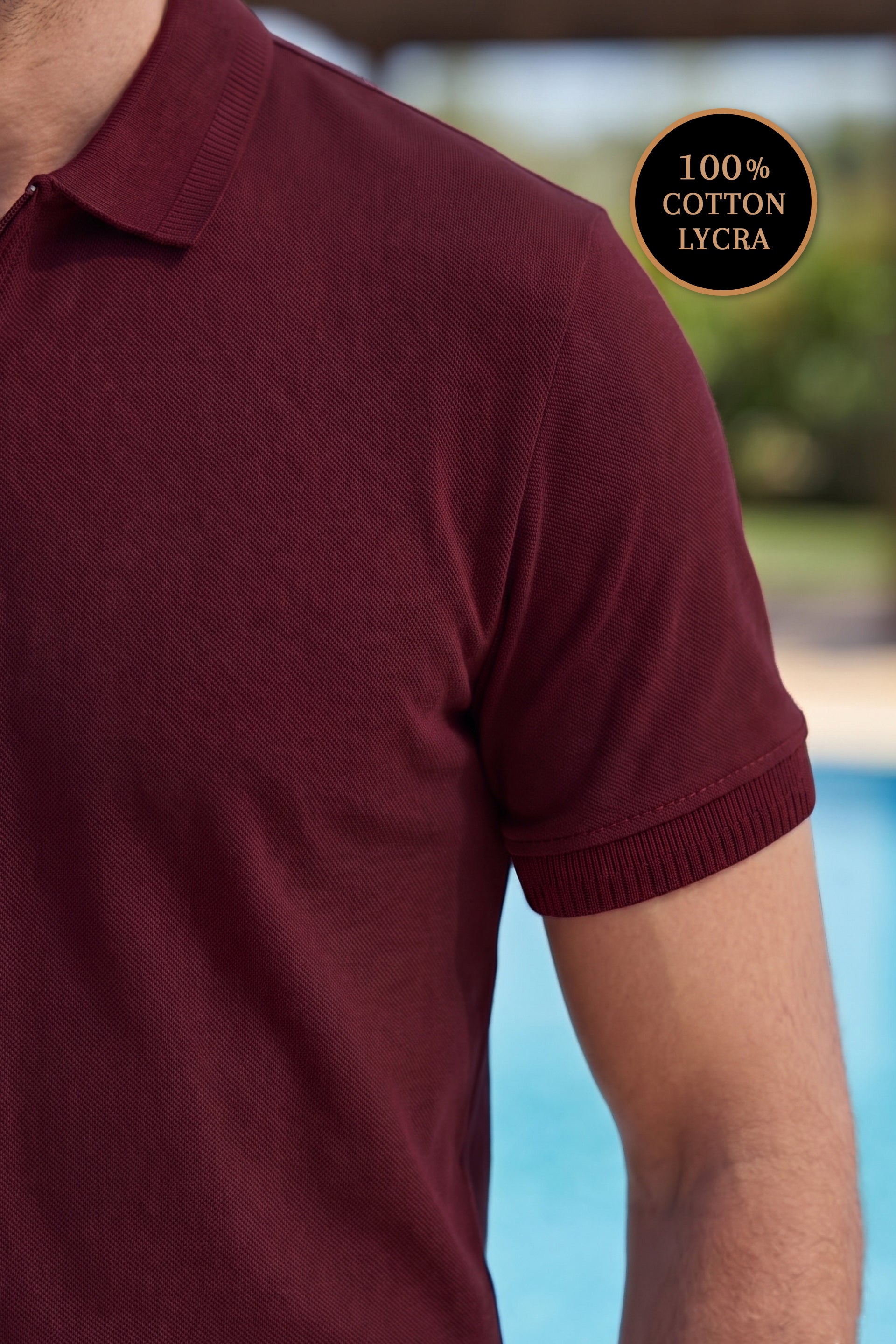 Deep Maroon Zip Polo Shirt