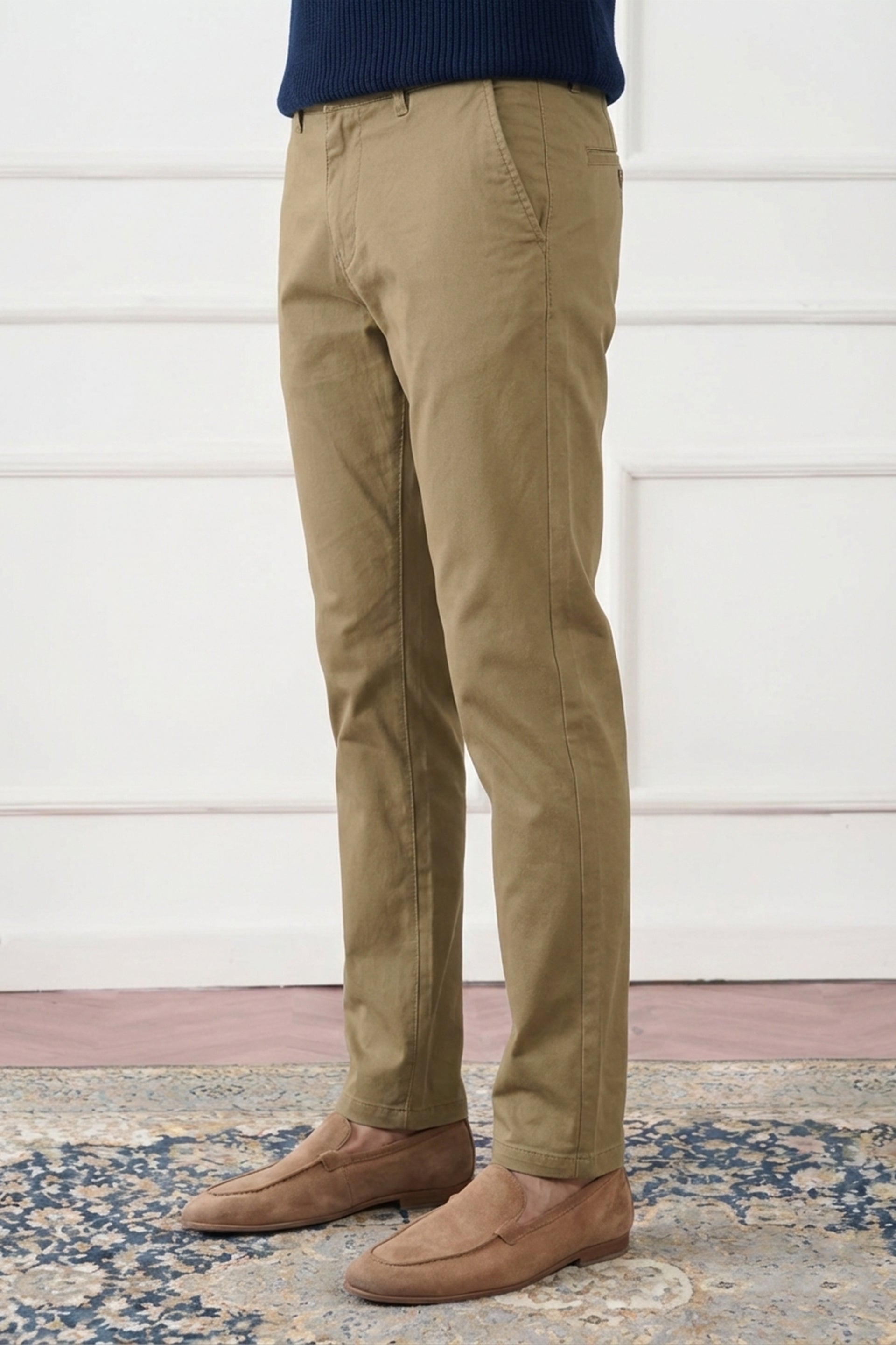Classic Khaki Tapered Fit Cotton Pants