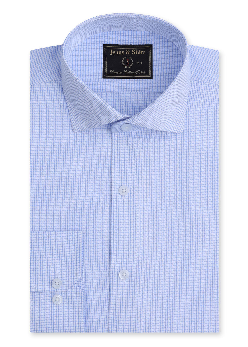 Blue Textured Check Formal Shirt
