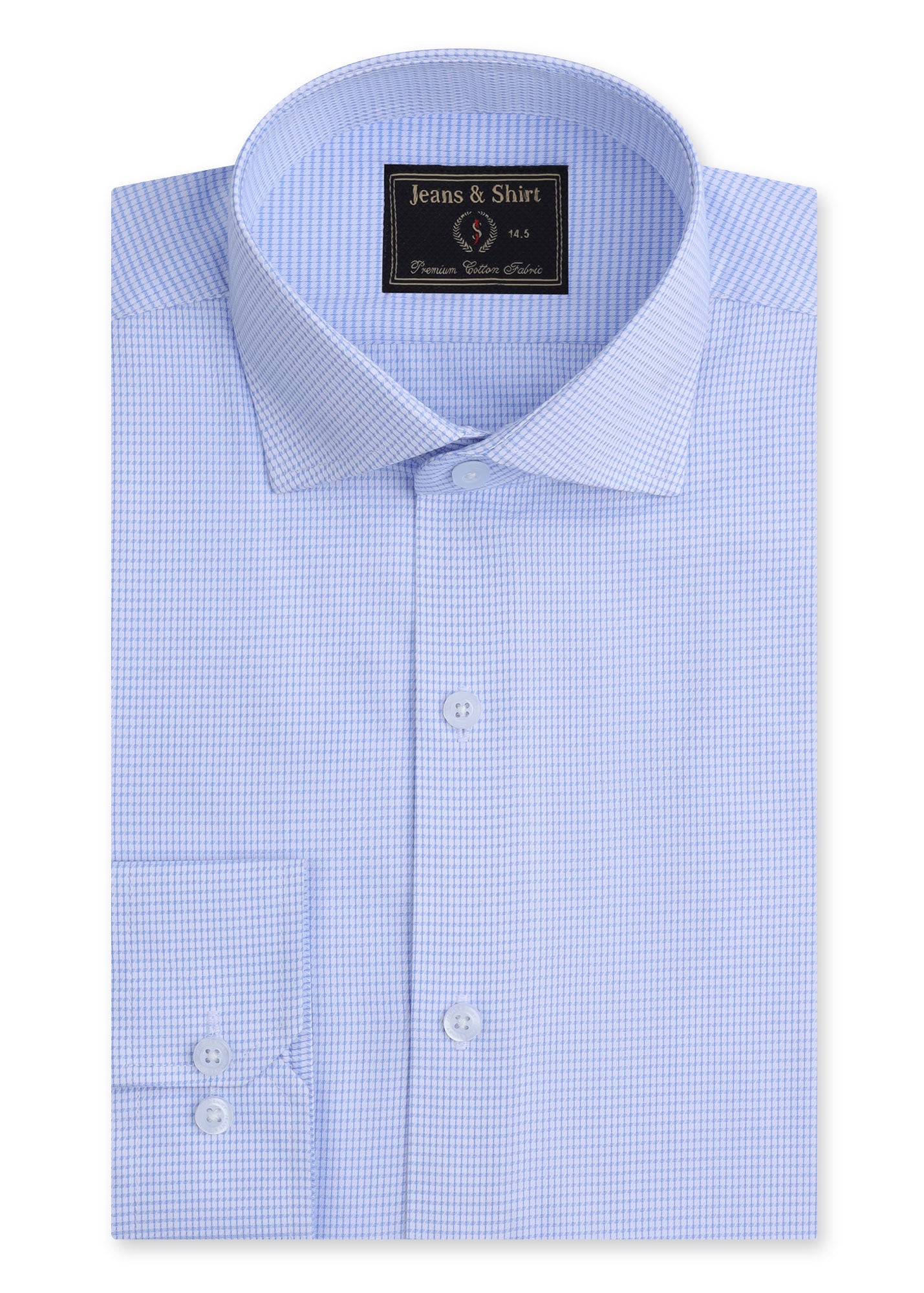 Blue Textured Check Formal Shirt