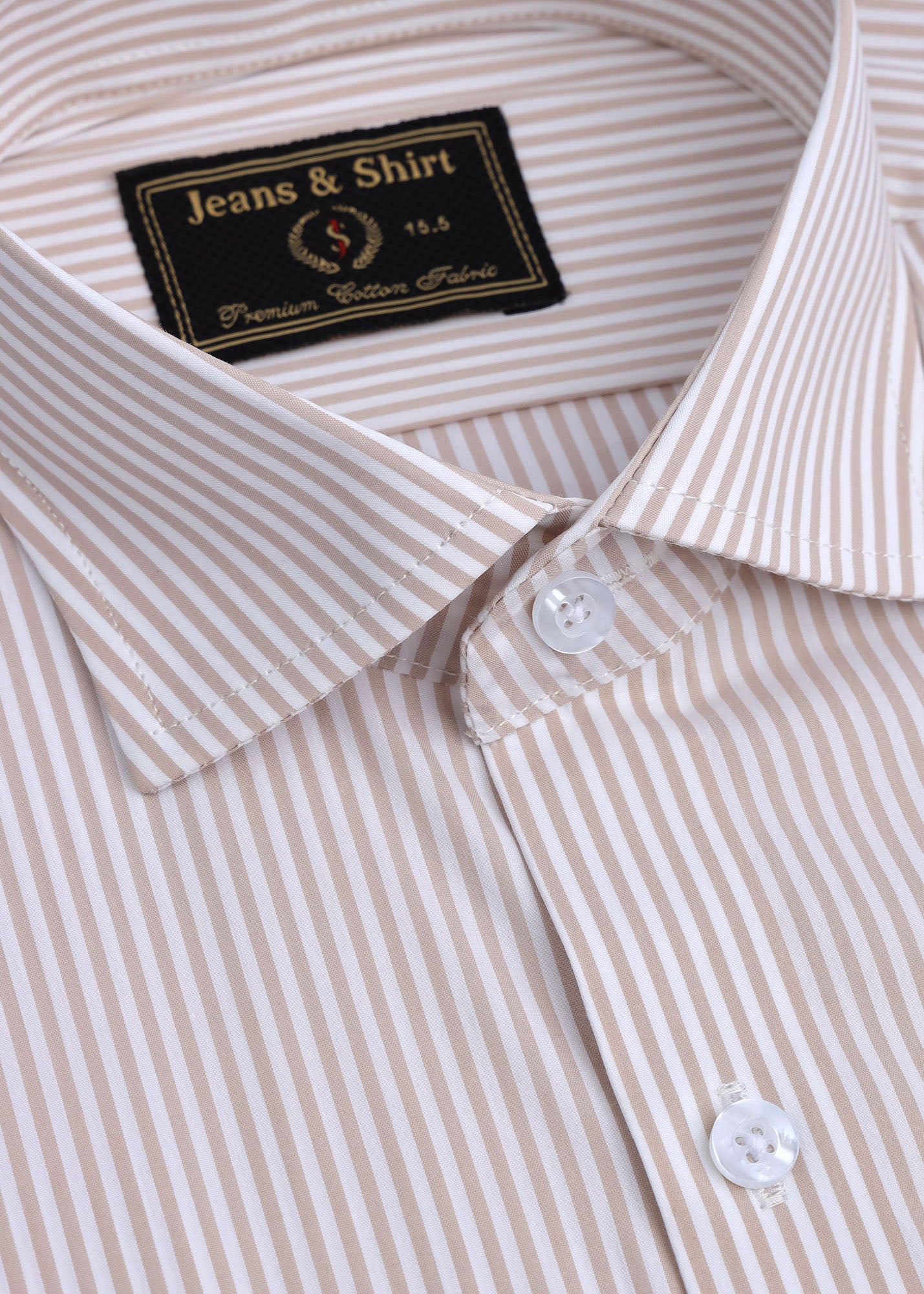 Mocha Classic Stripe Formal Shirt