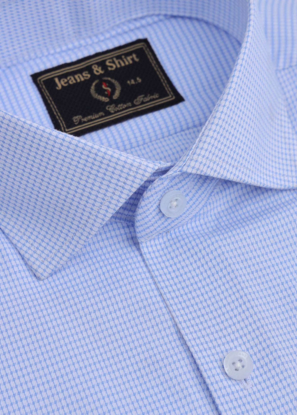 Blue Textured Check Formal Shirt