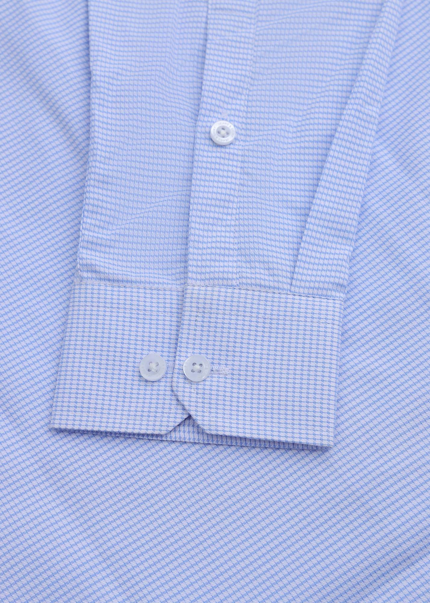 Blue Textured Check Formal Shirt