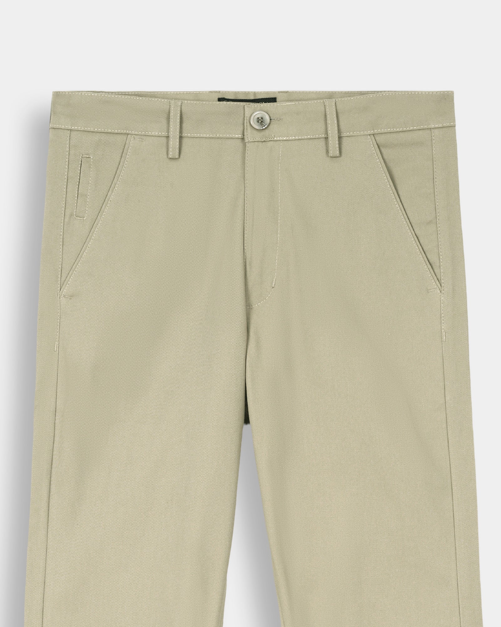 Light Khaki Tapered Fit Cotton Pants