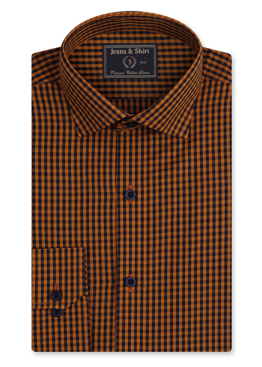 Mustard Micro Check Formal Shirt
