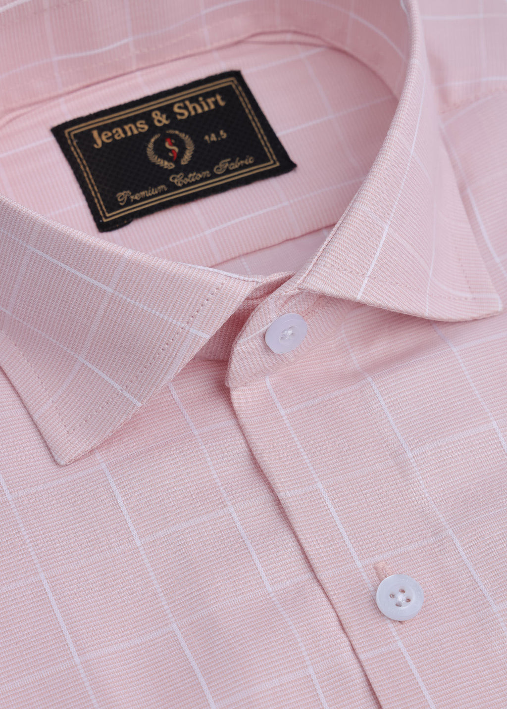 Salmon Check Formal Shirt