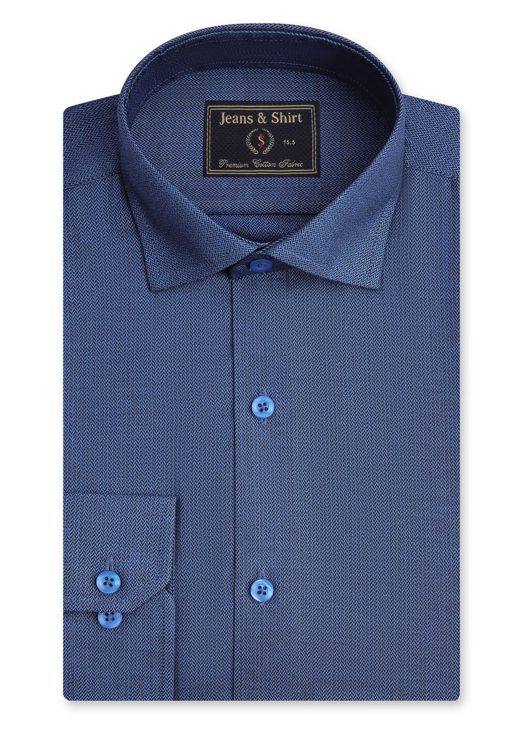 Mid-Blue Herringbone Formal Shirt
