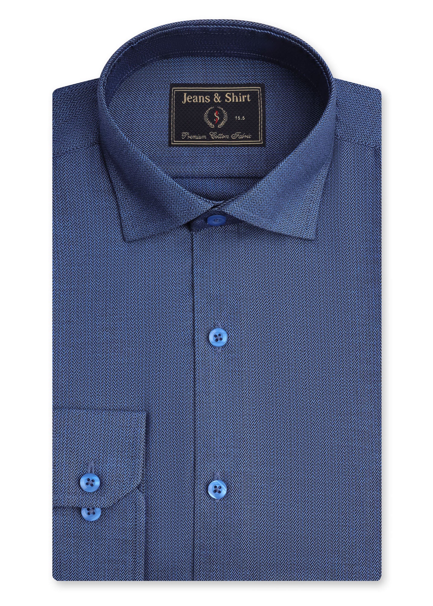 Mid-Blue Herringbone Formal Shirt