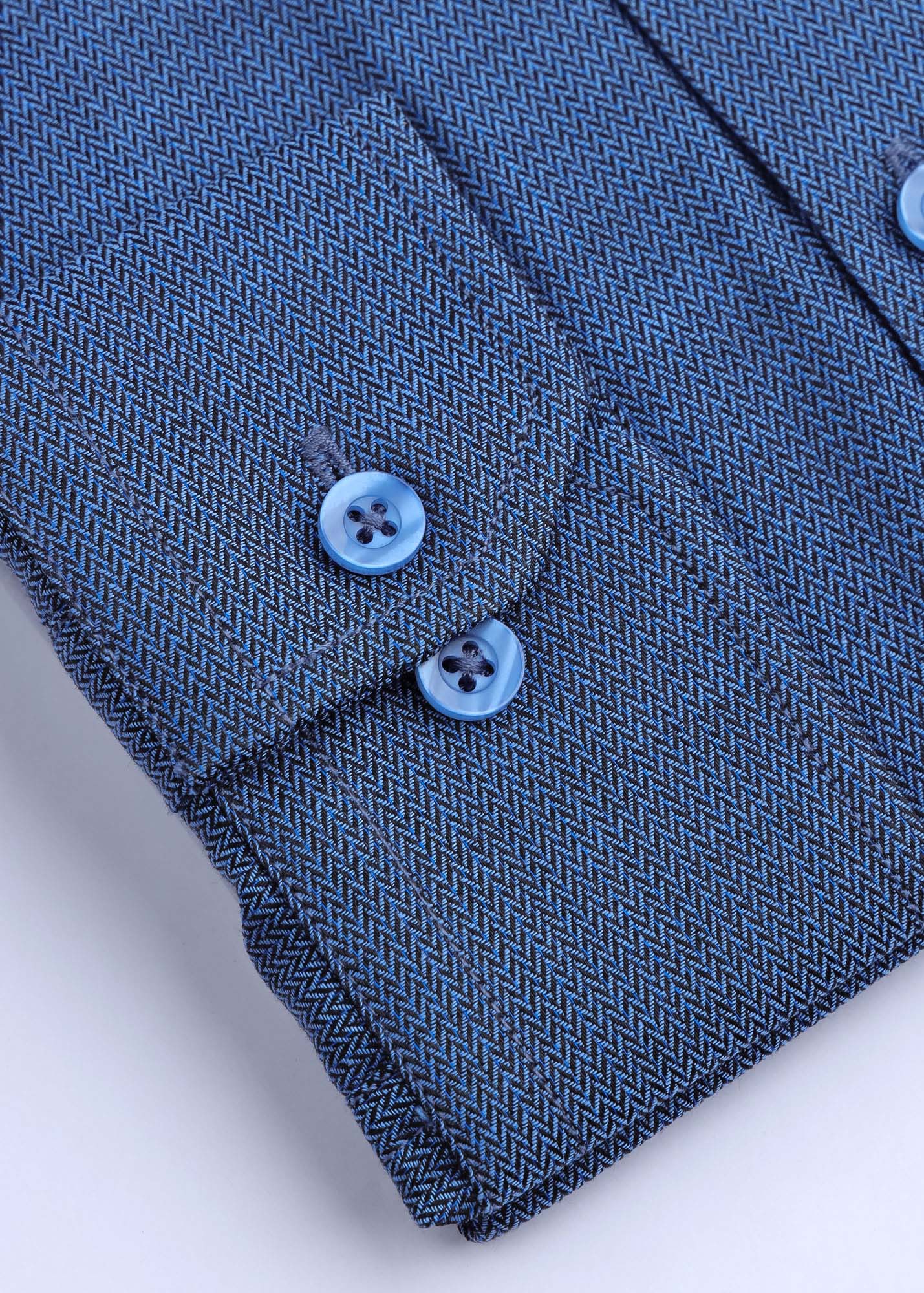 Mid-Blue Herringbone Formal Shirt