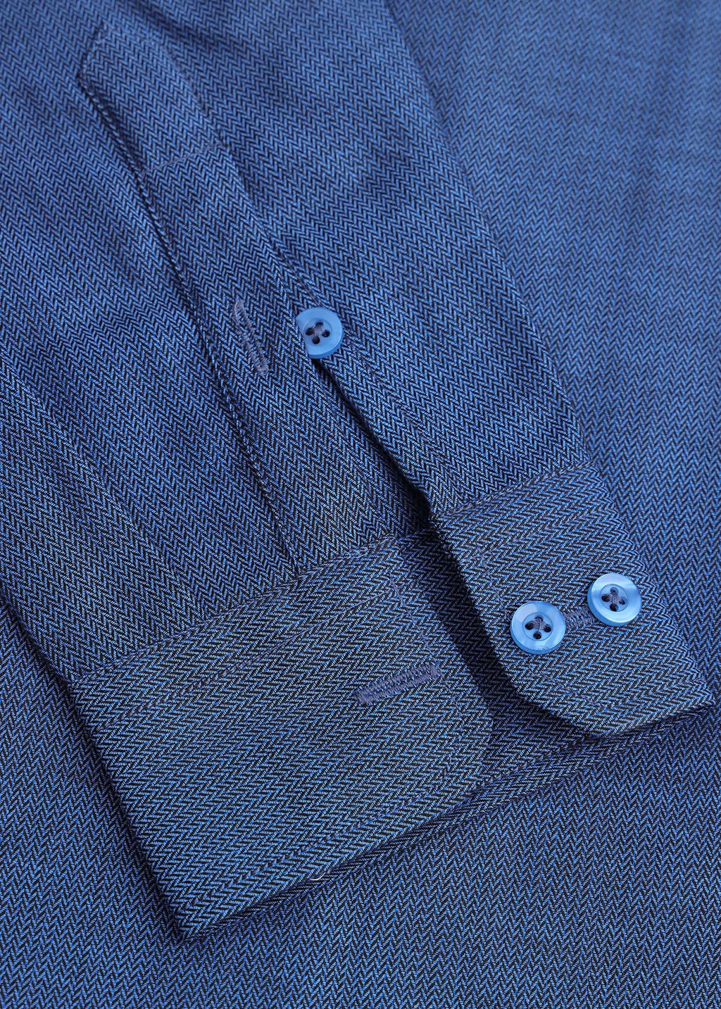 Mid-Blue Herringbone Formal Shirt