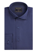 Navy Micro-Textured Check Formal Shirt