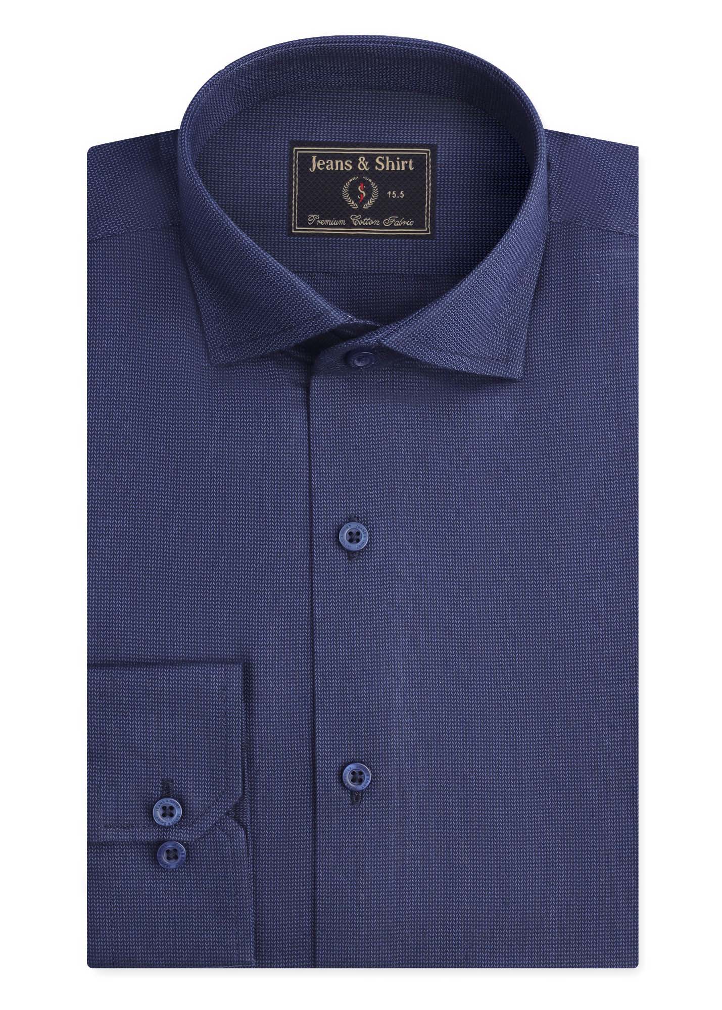 Navy Micro-Textured Check Formal Shirt