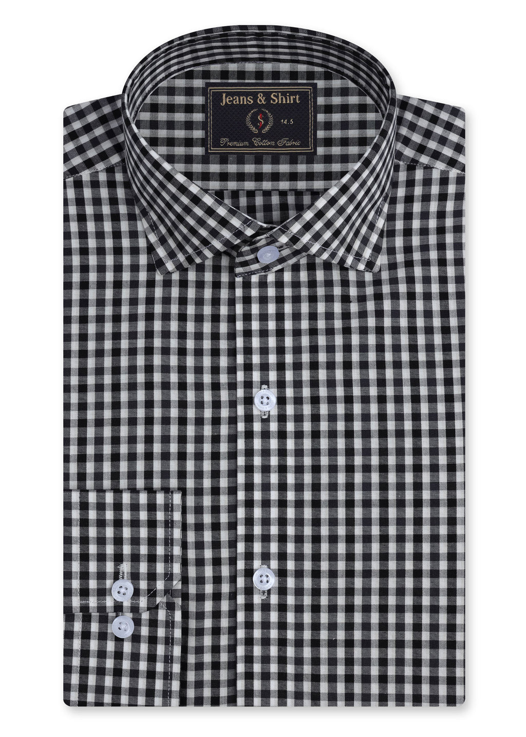 Black Gingham Check Formal Shirt