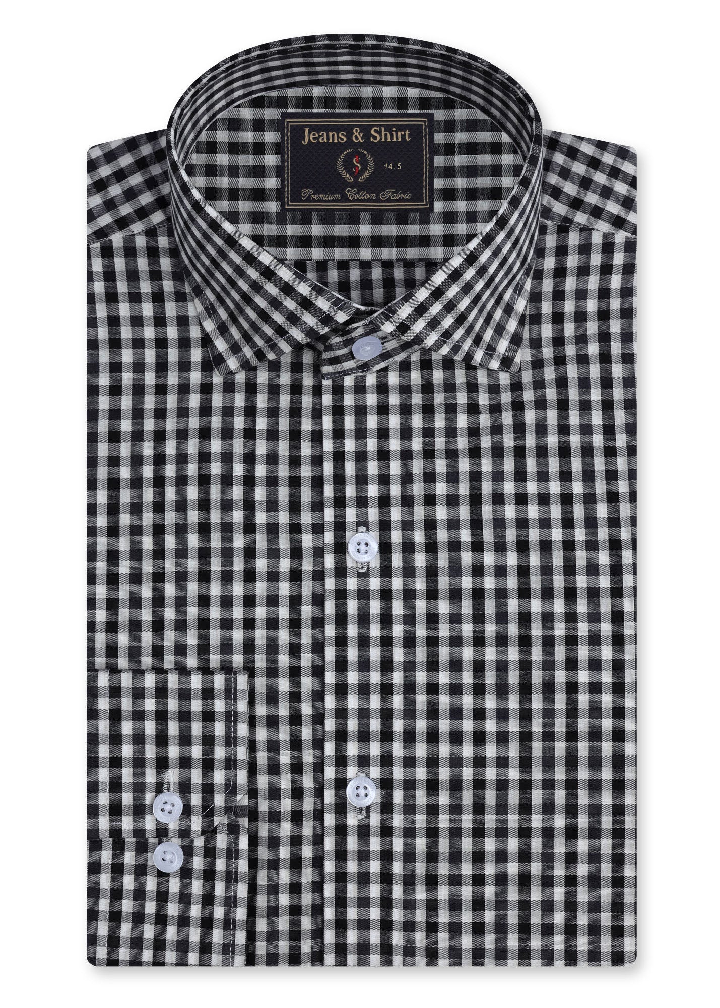 Black Gingham Check Formal Shirt