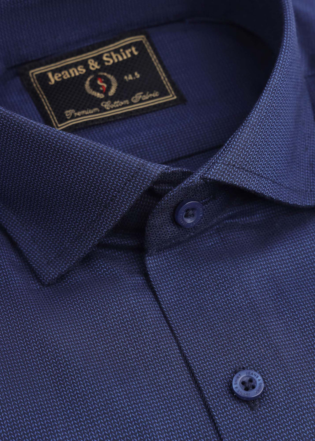 Navy Micro-Textured Check Formal Shirt