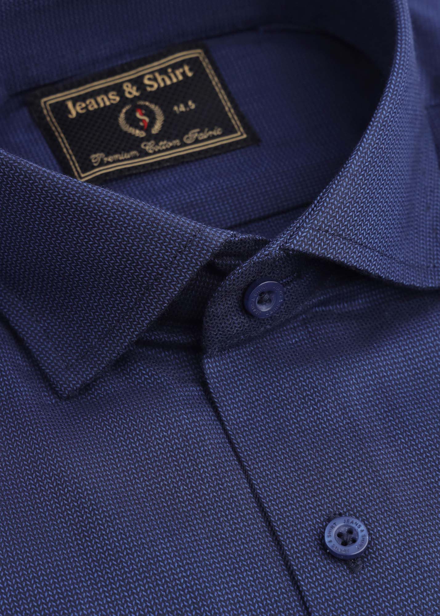 Navy Micro-Textured Check Formal Shirt