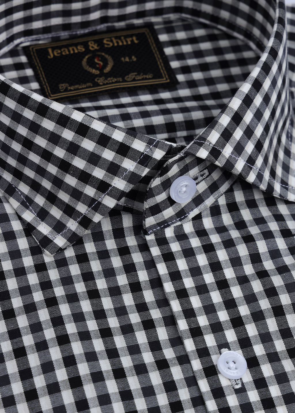 Black Gingham Check Formal Shirt