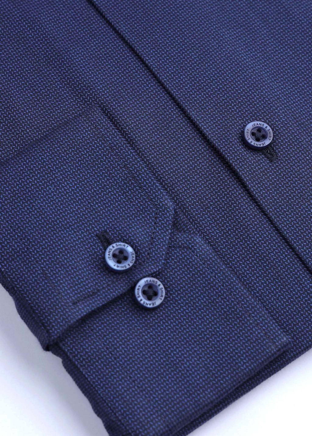 Navy Micro-Textured Check Formal Shirt