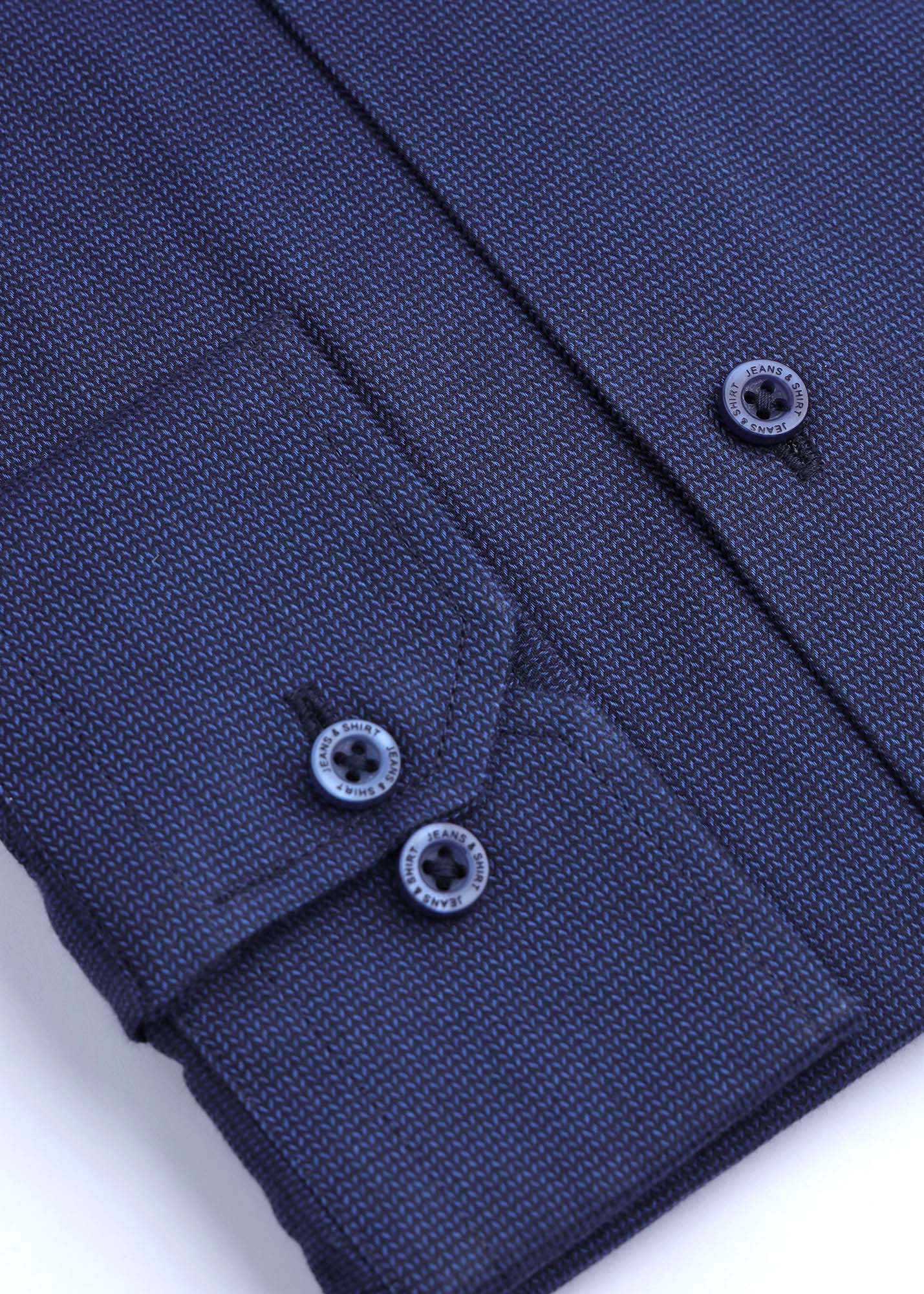 Navy Micro-Textured Check Formal Shirt