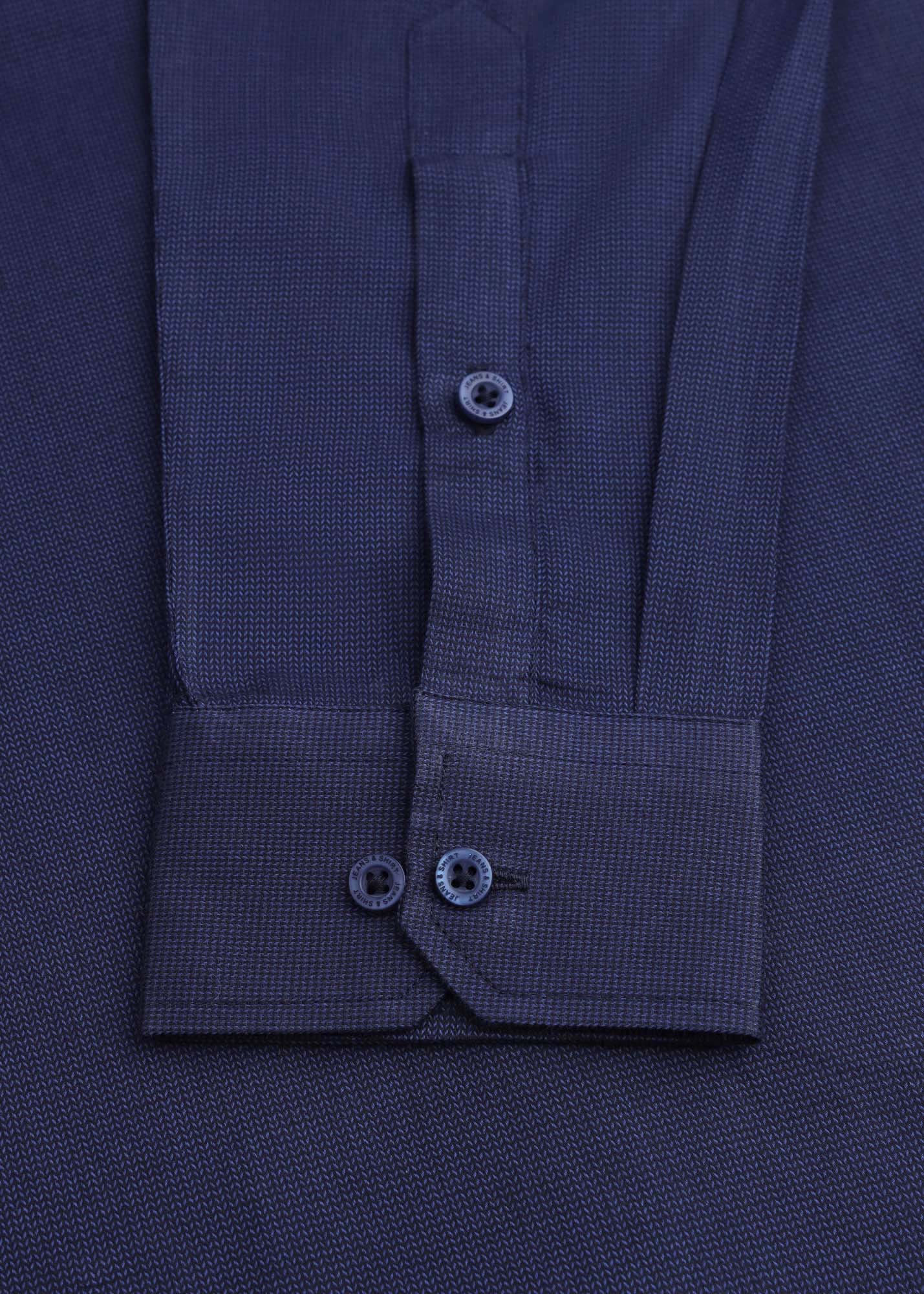 Navy Micro-Textured Check Formal Shirt