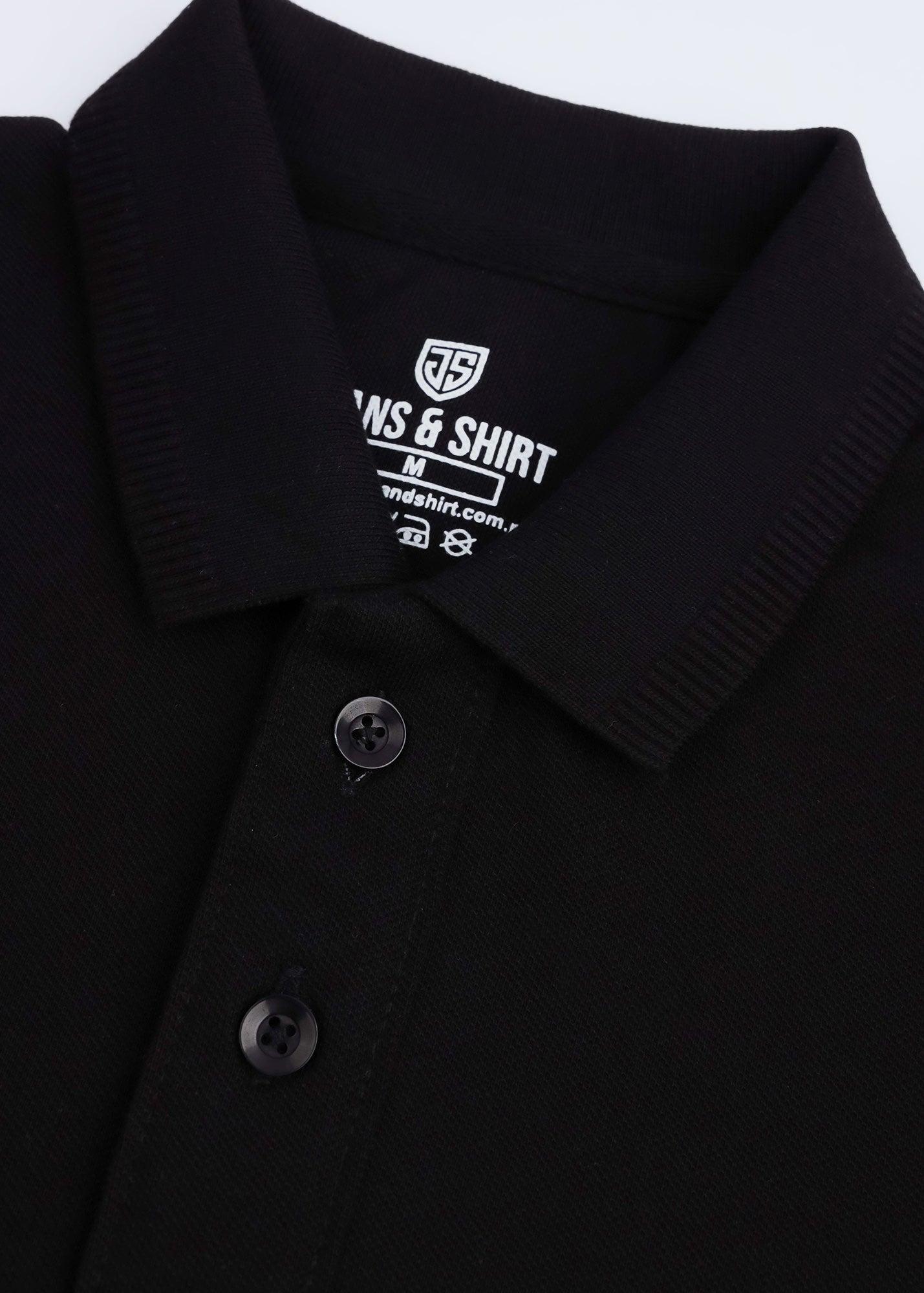 Solid Black Pique Polo Shirt