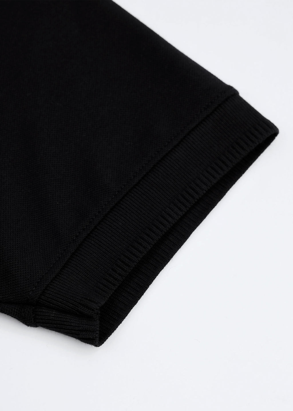 Solid Black Pique Polo Shirt