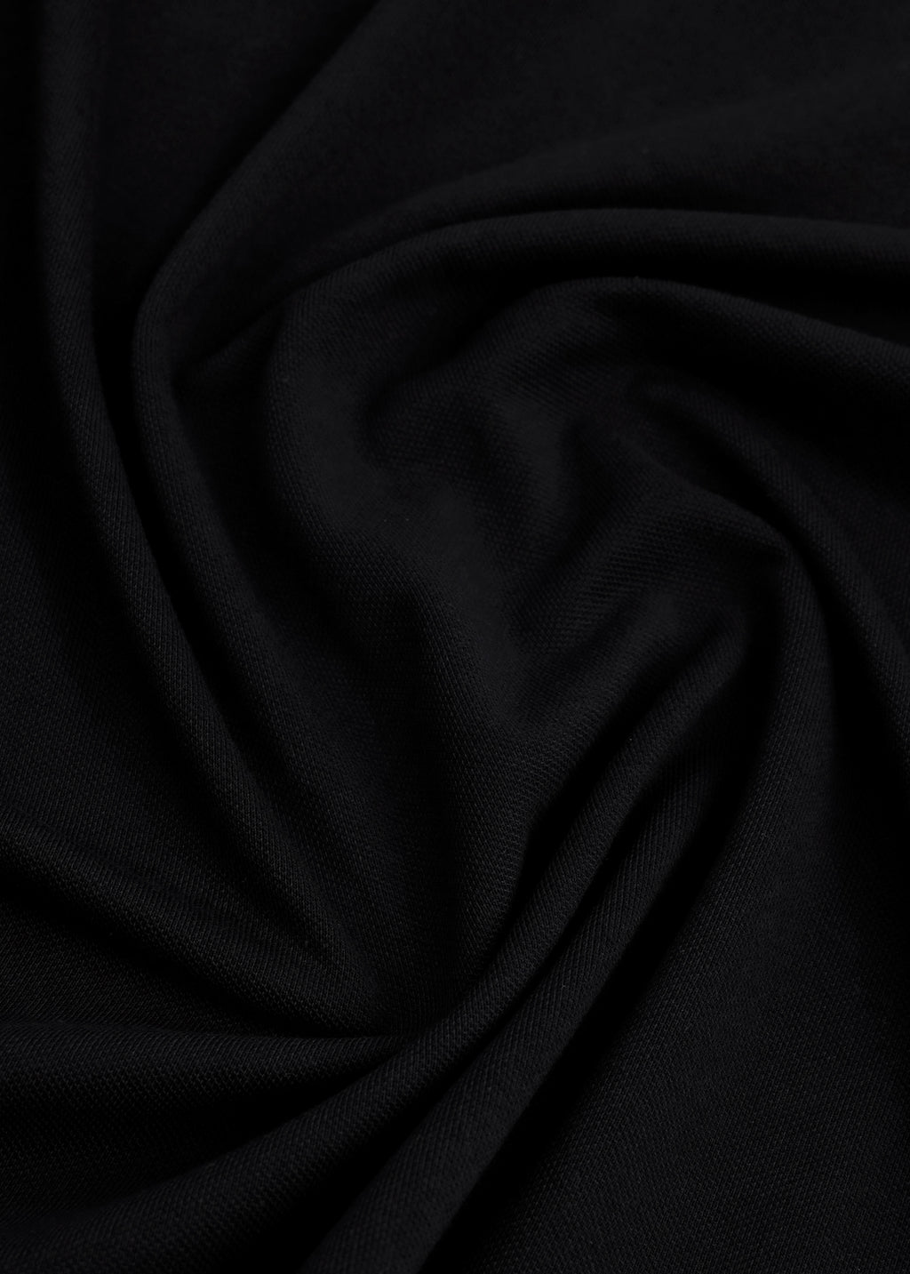 Solid Black Pique Polo Shirt