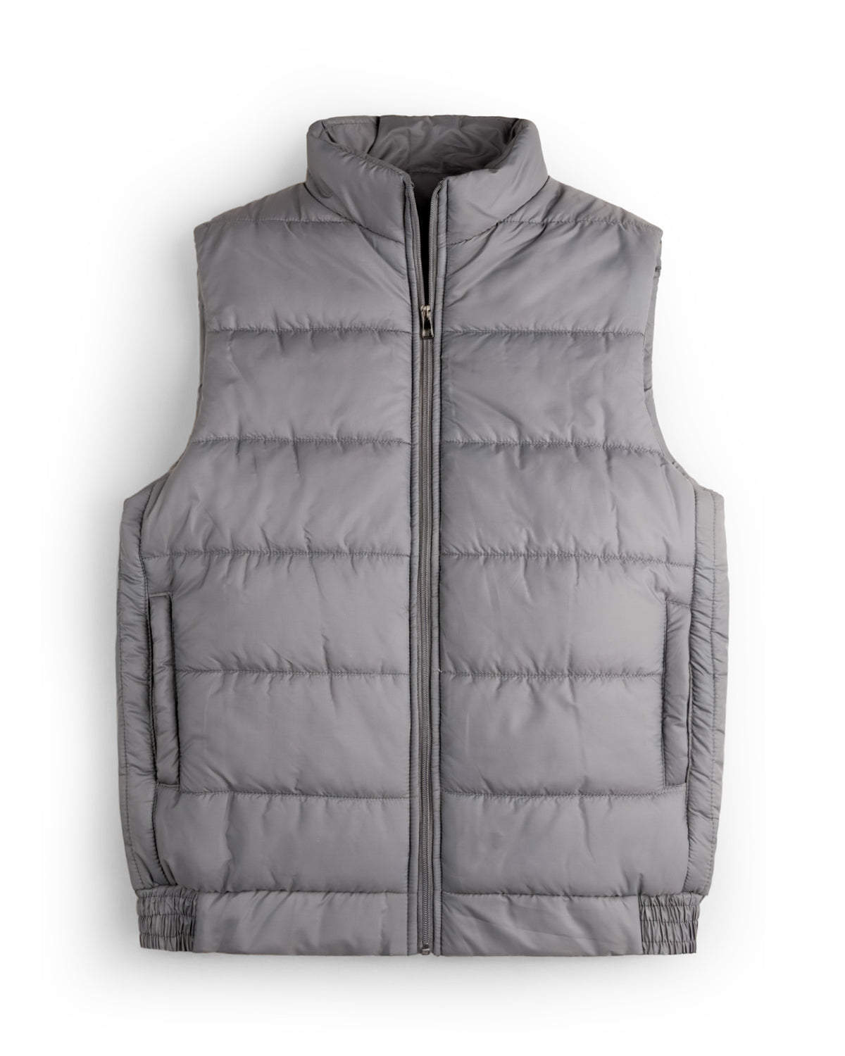 Silver Grey Sleeveless Puffer Jacket