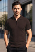 Chocolate Brown Drop Needle Polo Shirt