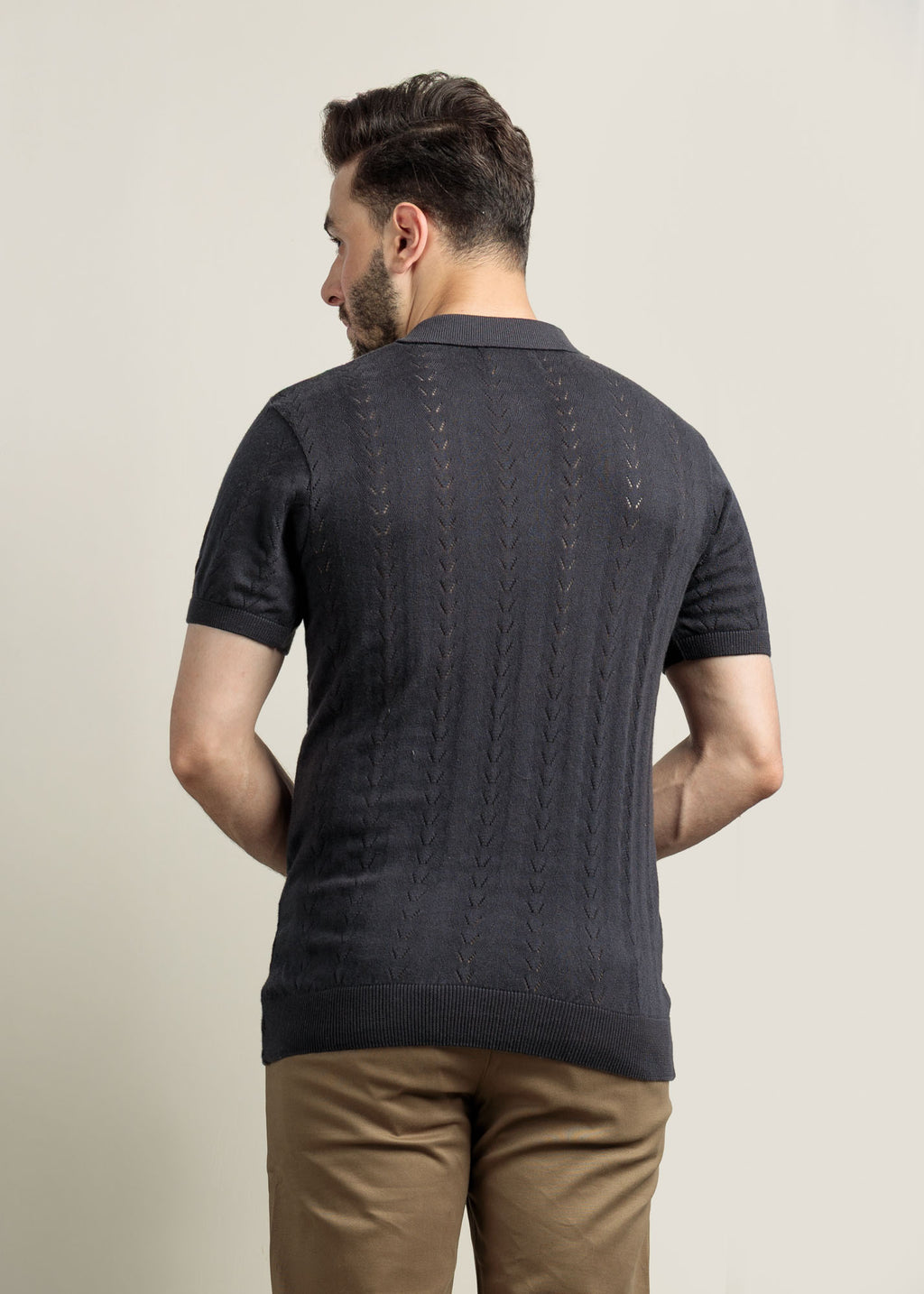 Men's Knit Polo-Graphite
