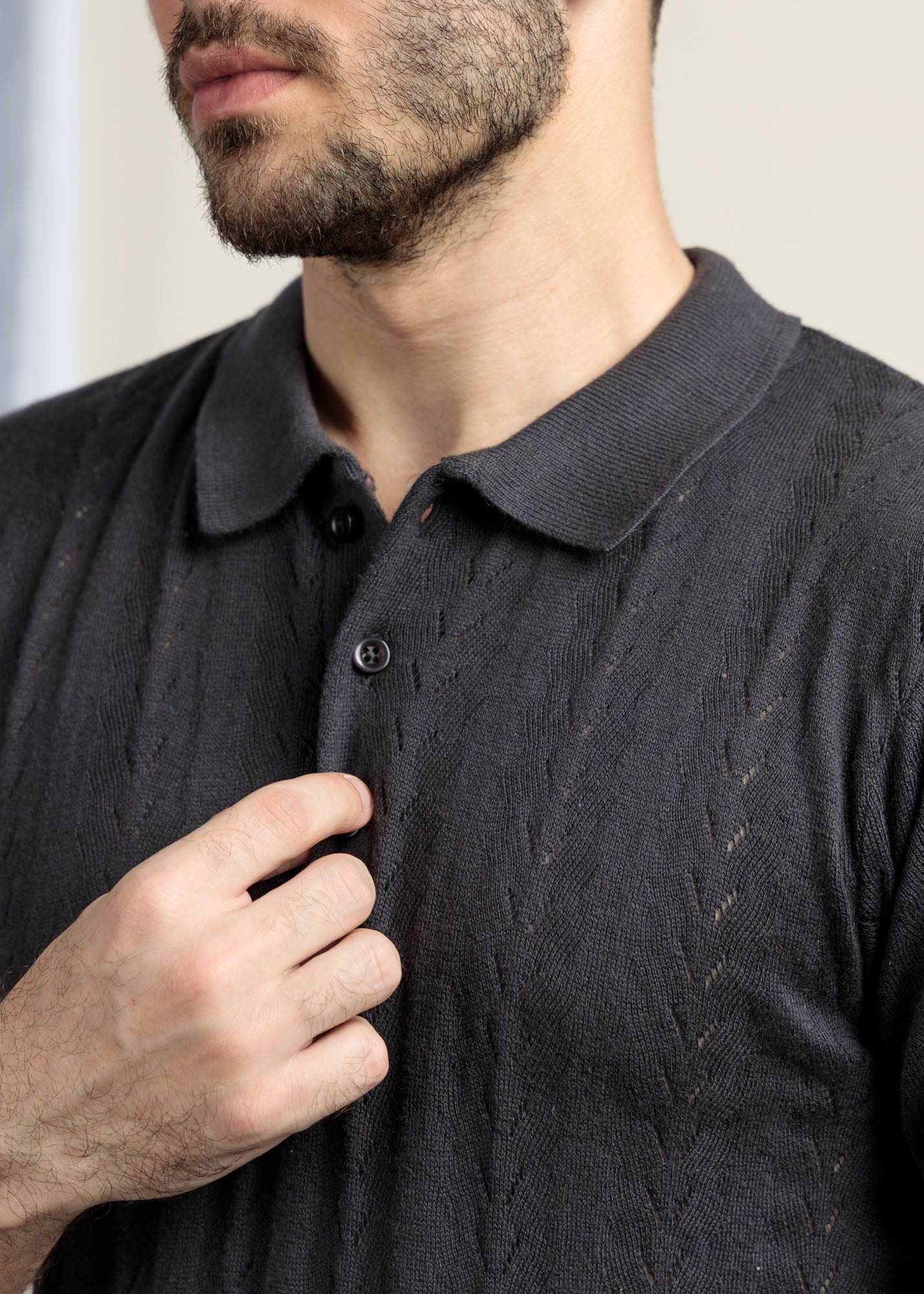 Men's Knit Polo-Graphite